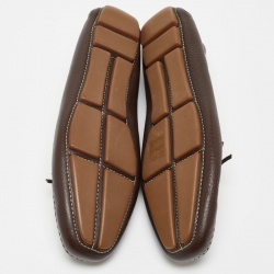 Pre Owned Prada Brown Leather Slip On Loafers Size 40