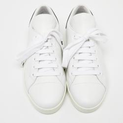 Pre Owned Prada White Leather Lace-Up Sneakers 35