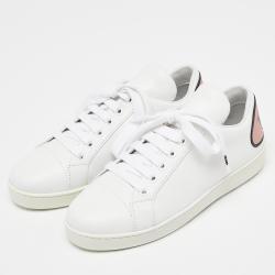 Pre Owned Prada White Leather Lace-Up Sneakers 35