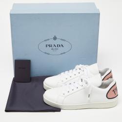 Pre Owned Prada White Leather Lace-Up Sneakers 35