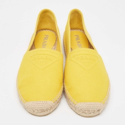 مملوكة مسبقًا حذاء إسبادريل فلات برادا كانفاس أصفر مقاس 40