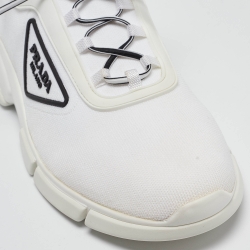 Pre Owned Prada White Knit Fabric Low Top Sneakers Size 39.5
