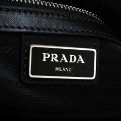 Prada Black Leather Piped Briefcase