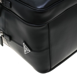 Prada Black Leather Piped Briefcase