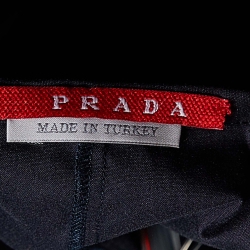 Pre Owned Prada Sport Navy Blue Stretch Poplin Gathered Midi Dress S