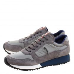 Pre Owned Prada Sport Grey Suede And Nylon Lace Up Sneakers Size 38