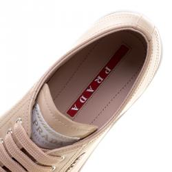 Pre Owned Prada Sport Beige Patent Leather Sneakers Size 38