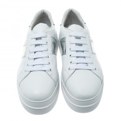 Pre Owned Prada Sport White Leather Platform Sneakers Size 37