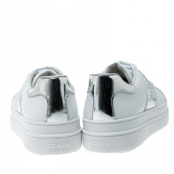 Pre Owned Prada Sport White Leather Platform Sneakers Size 37