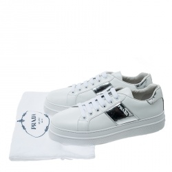 Pre Owned Prada Sport White Leather Platform Sneakers Size 37