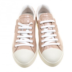 Pre Owned Prada Sport Beige Patent Leather Low Top Sneakers Size 36
