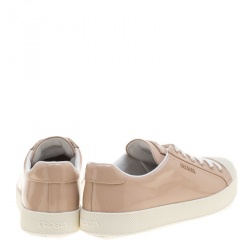 Pre Owned Prada Sport Beige Patent Leather Low Top Sneakers Size 36