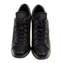 Prada Sport Black Canvas and Leather Wedge Sneakers Size 39.5