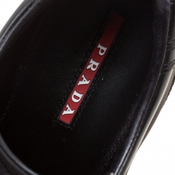 Prada Sport Black Canvas and Leather Wedge Sneakers Size 39.5