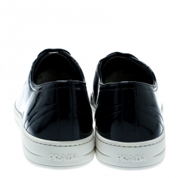 Pre Owned Prada Sport Oxford Blue Patent Leather Sneakers Size 39