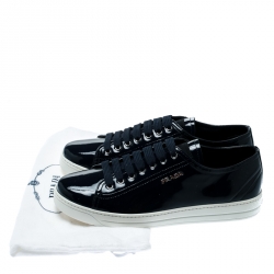 Pre Owned Prada Sport Oxford Blue Patent Leather Sneakers Size 39