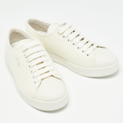 Pre Owned Prada Sport Off White Canvas Low Top Sneakers Size 36.5