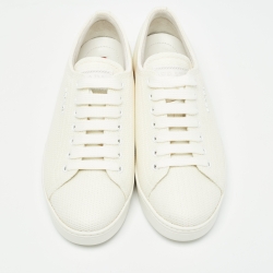 Pre Owned Prada Sport Off White Canvas Low Top Sneakers Size 36.5