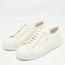 Pre Owned Prada Sport Off White Canvas Low Top Sneakers Size 36.5
