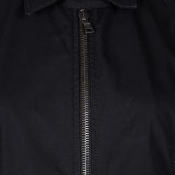 Prada Sport Black Cotton Zip Front Buckle Detail Jacket L