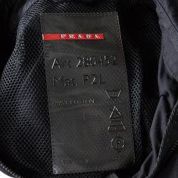 Prada Sport Black Cotton Zip Front Buckle Detail Jacket L