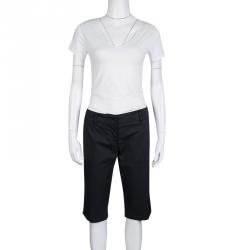 Pre Owned Prada Sport Navy Blue Cotton Fitted Bermuda Shorts M