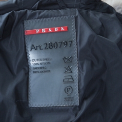 Prada Sport Grey Quilted Fox Fur Hooded Zip Front Down Jacket S