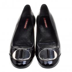 Pre Owned Prada Sport Black Patent Leather Ballet Flats Size 39