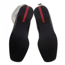 Pre Owned Prada Sport Black Leather Square Toe Mid Calf Boots Size 35