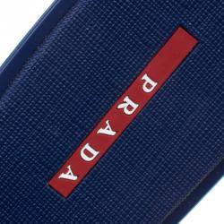 Pre Owned Prada Sport Blue Crosshatched Thong Sandals Size 40