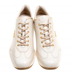 Pre Owned Prada Sport Cream Leather Lace Up Sneakers Size 40