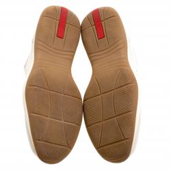 Pre Owned Prada Sport Cream Leather Lace Up Sneakers Size 40