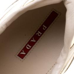 Pre Owned Prada Sport Cream Leather Lace Up Sneakers Size 40