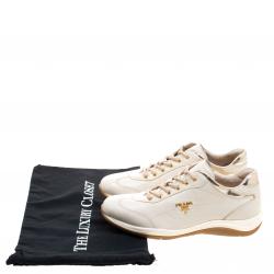 Pre Owned Prada Sport Cream Leather Lace Up Sneakers Size 40