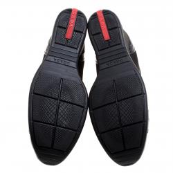 Pre Owned Prada Sport Black Nylon and Leather Wedge Lace Up Sneakers Size 38.5