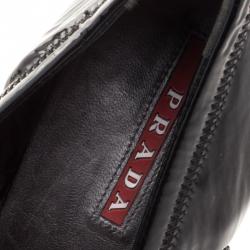 Pre Owned Prada Sport Black Patent Leather Scrunch Ankle Strap Pumps Size 40