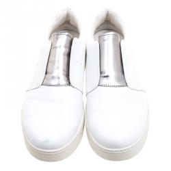 Pre Owned Prada Sport White Leather Slip On Sneakers Size 39