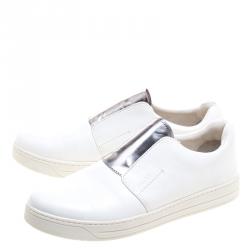 Pre Owned Prada Sport White Leather Slip On Sneakers Size 39