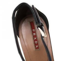 Pre Owned Prada Sport Black Patent Leather Wedge Sandals Size 41