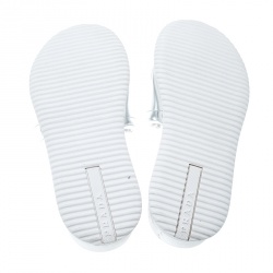 Pre Owned Prada Sport Metallic Silver Leather Slides Size 38