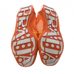 Pre Owned Prada Sport Orange Mesh Patent Leather Cap Toe Ballet Flats Size 36