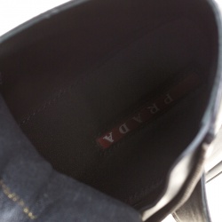 Pre Owned Prada Sport Black Leather Lace Up High Top Sneakers Size 39