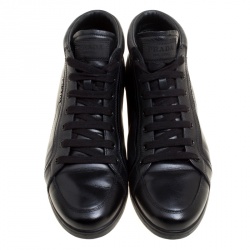 Prada Sport Black Leather Lace Up Sneakers Size 38.5