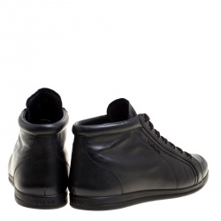 Prada Sport Black Leather Lace Up Sneakers Size 38.5