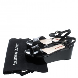 Pre Owned Prada Sport Black Patent Leather Ankle Strap Platform Sandals Size 36.5