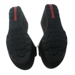 Pre Owned Prada Sport Black Patent Leather Platform Wedge Slides Sandals Size 39