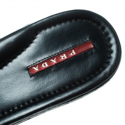 Pre Owned Prada Sport Black Patent Leather Platform Wedge Slides Sandals Size 39