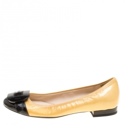 Prada Sport Two Tone Patent Leather Buckle Detail Ballet Flats Size 36.5