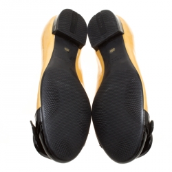 Prada Sport Two Tone Patent Leather Buckle Detail Ballet Flats Size 36.5