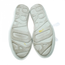 Pre Owned Prada Sport Beige Patent Leather Low Top Sneakers Size 39